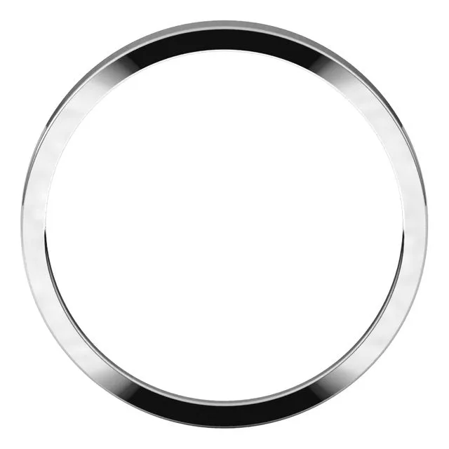 10K White Gold Flat Tapered Wedding Band, 2.5 mm Wide