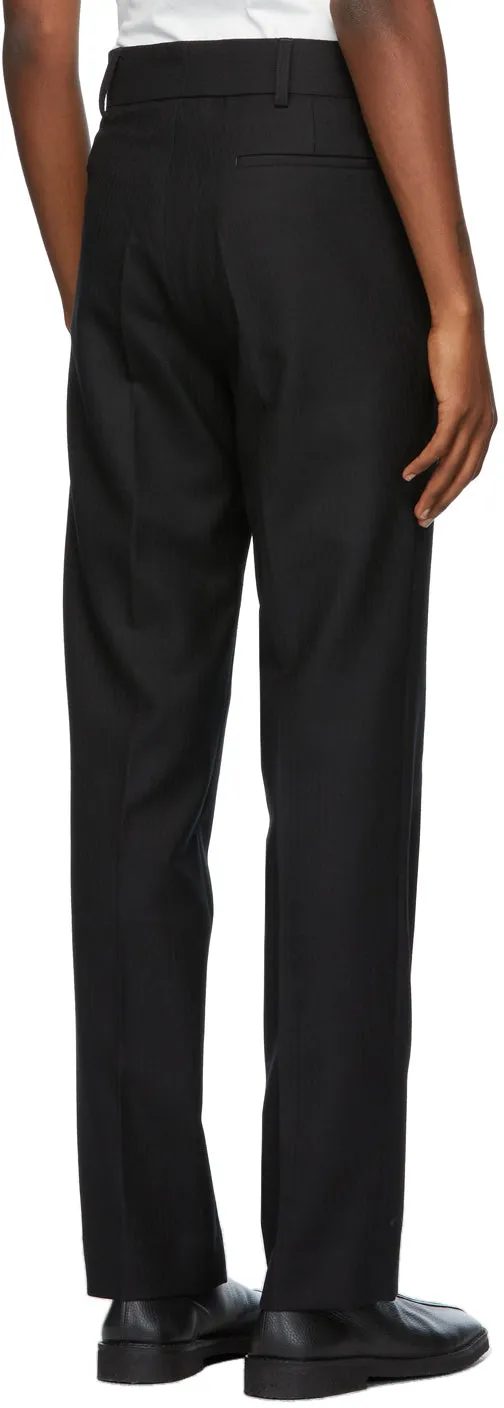 3MAN Black Wool Twill Trousers