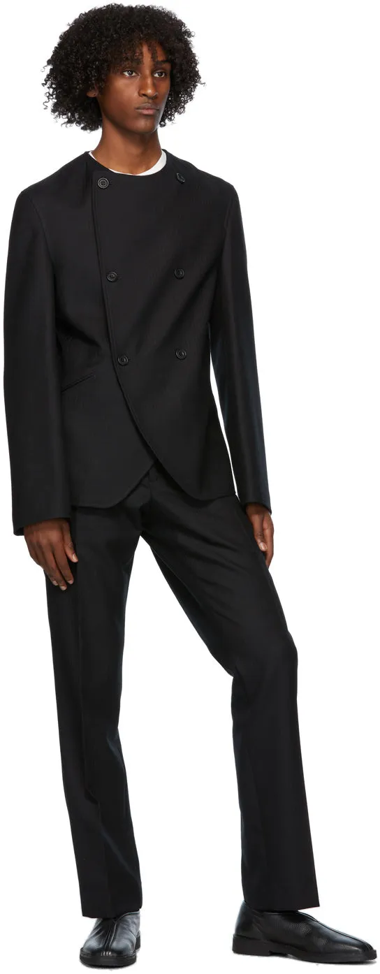 3MAN Black Wool Twill Trousers