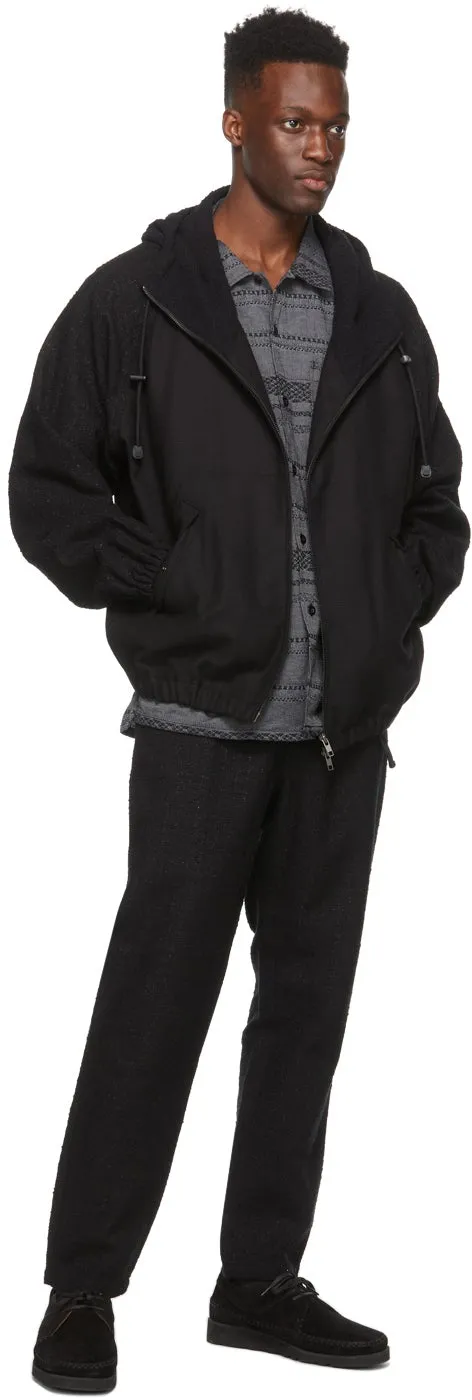 4SDESIGNS Black BouclÃ© Pleat Trousers