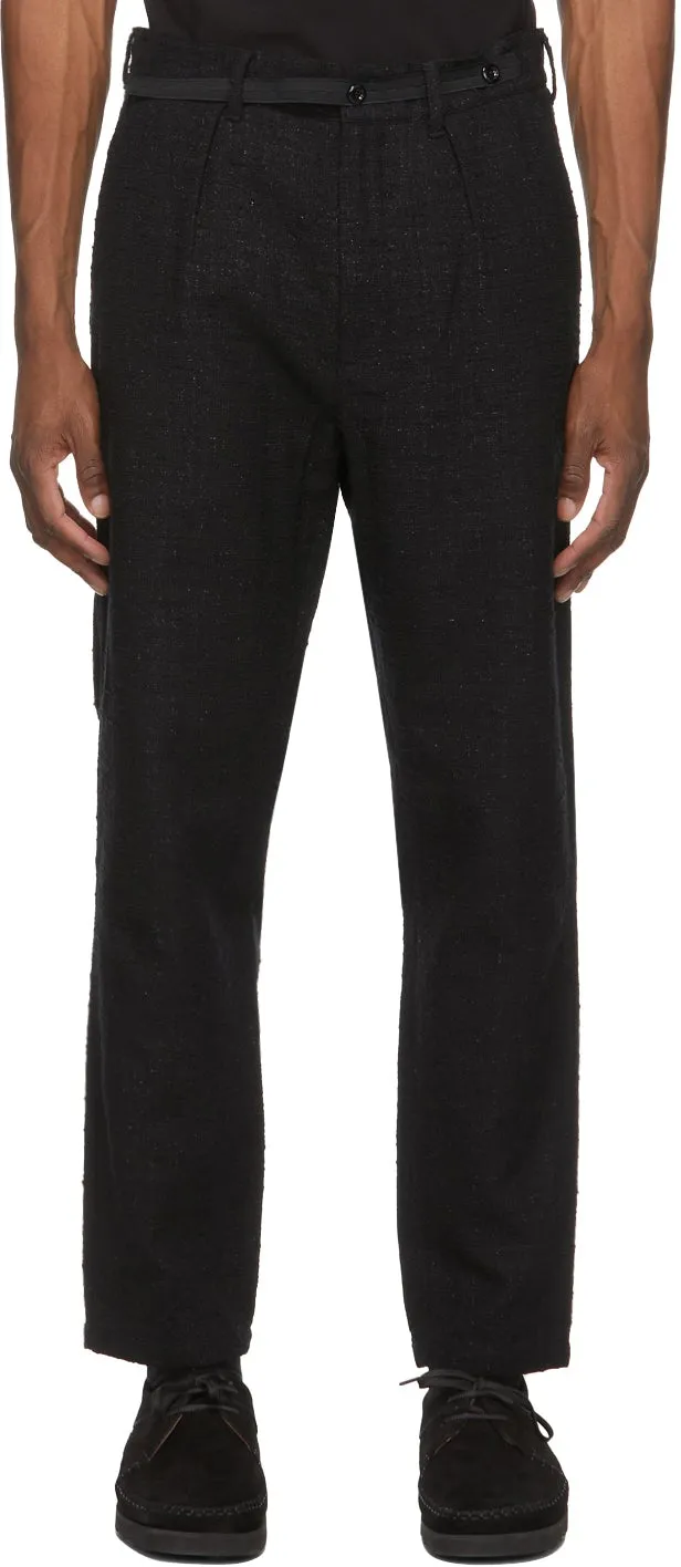4SDESIGNS Black BouclÃ© Pleat Trousers
