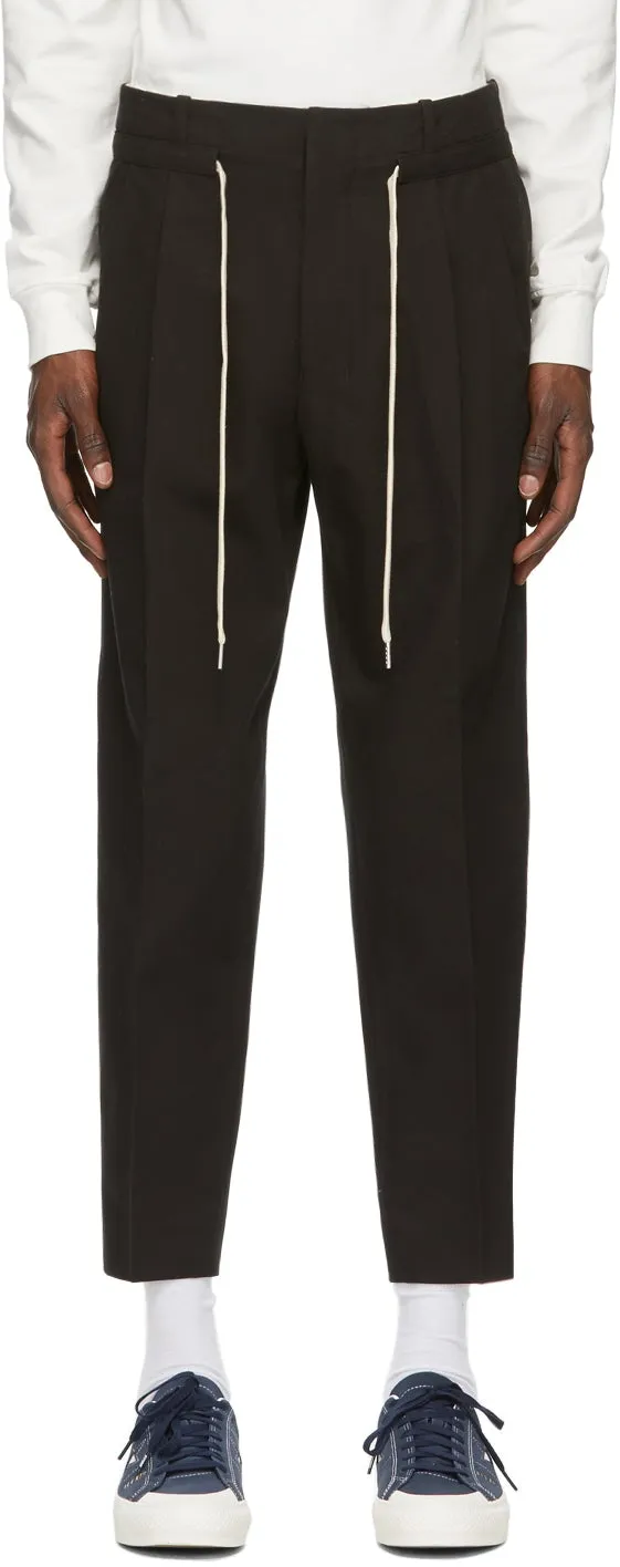 AMI Alexandre Mattiussi Black Drawstring Carrot Fit Trousers