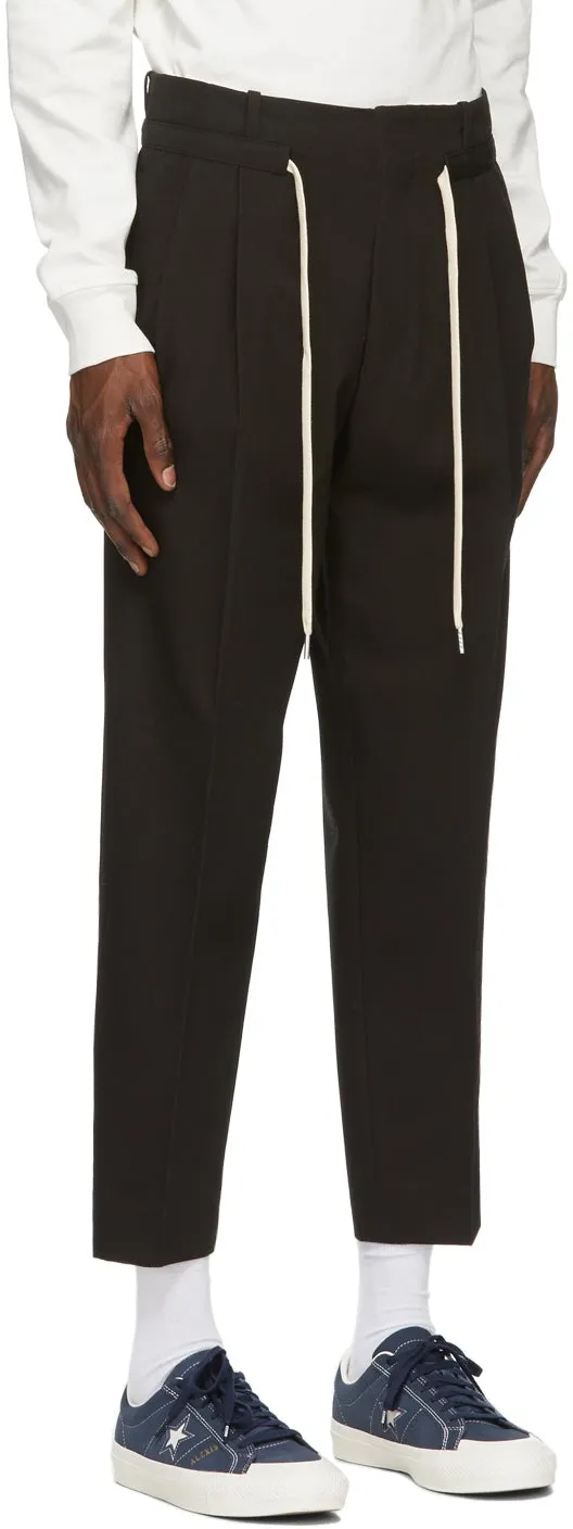 AMI Alexandre Mattiussi Black Drawstring Carrot Fit Trousers