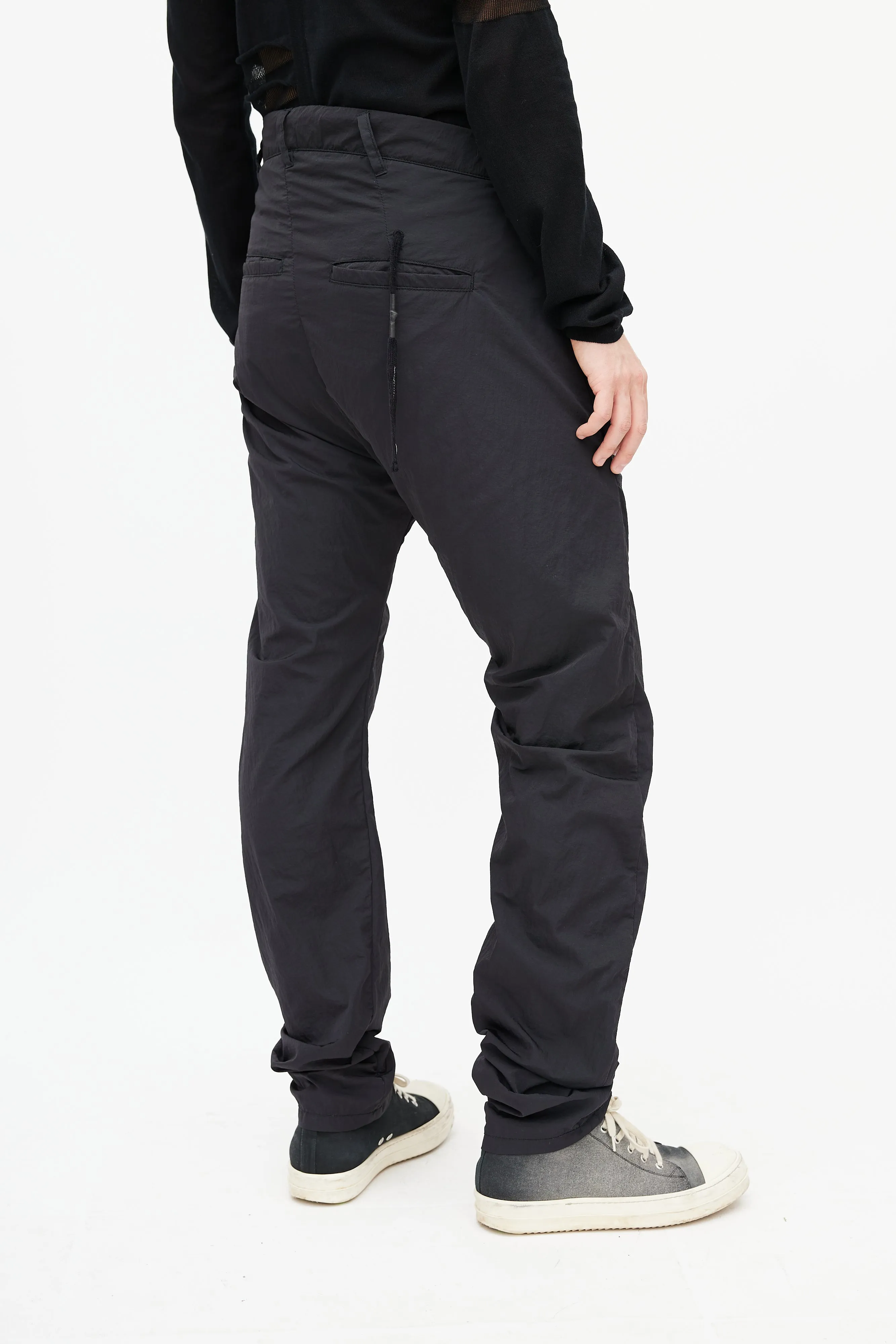 Black Nylon Tapered Trouser