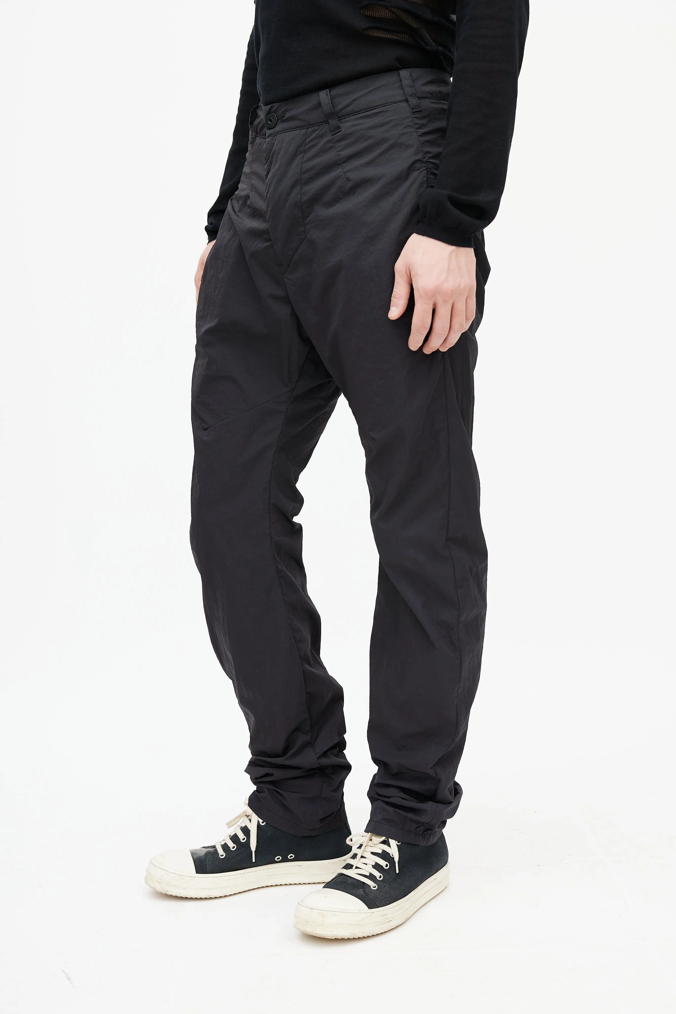 Black Nylon Tapered Trouser