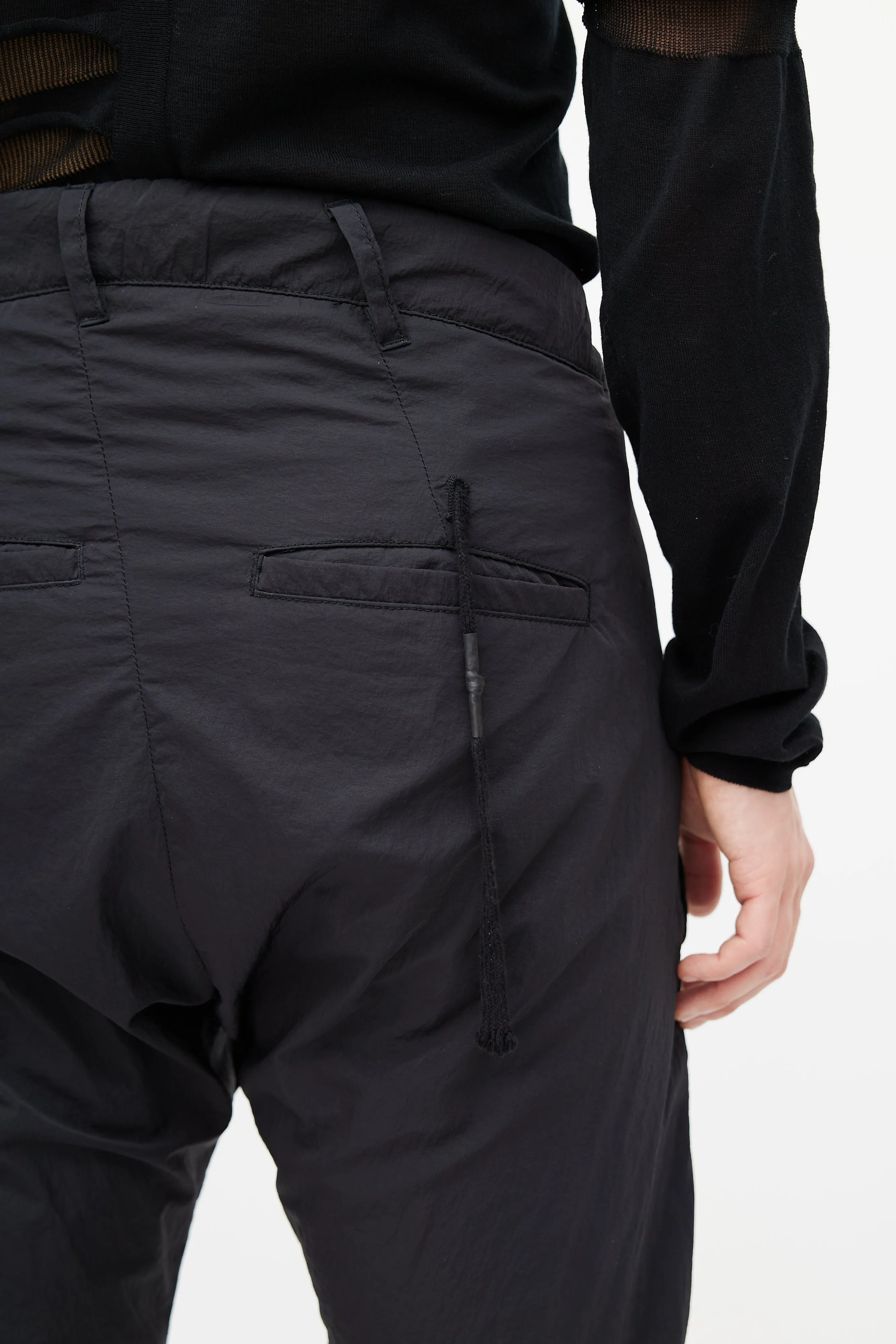 Black Nylon Tapered Trouser