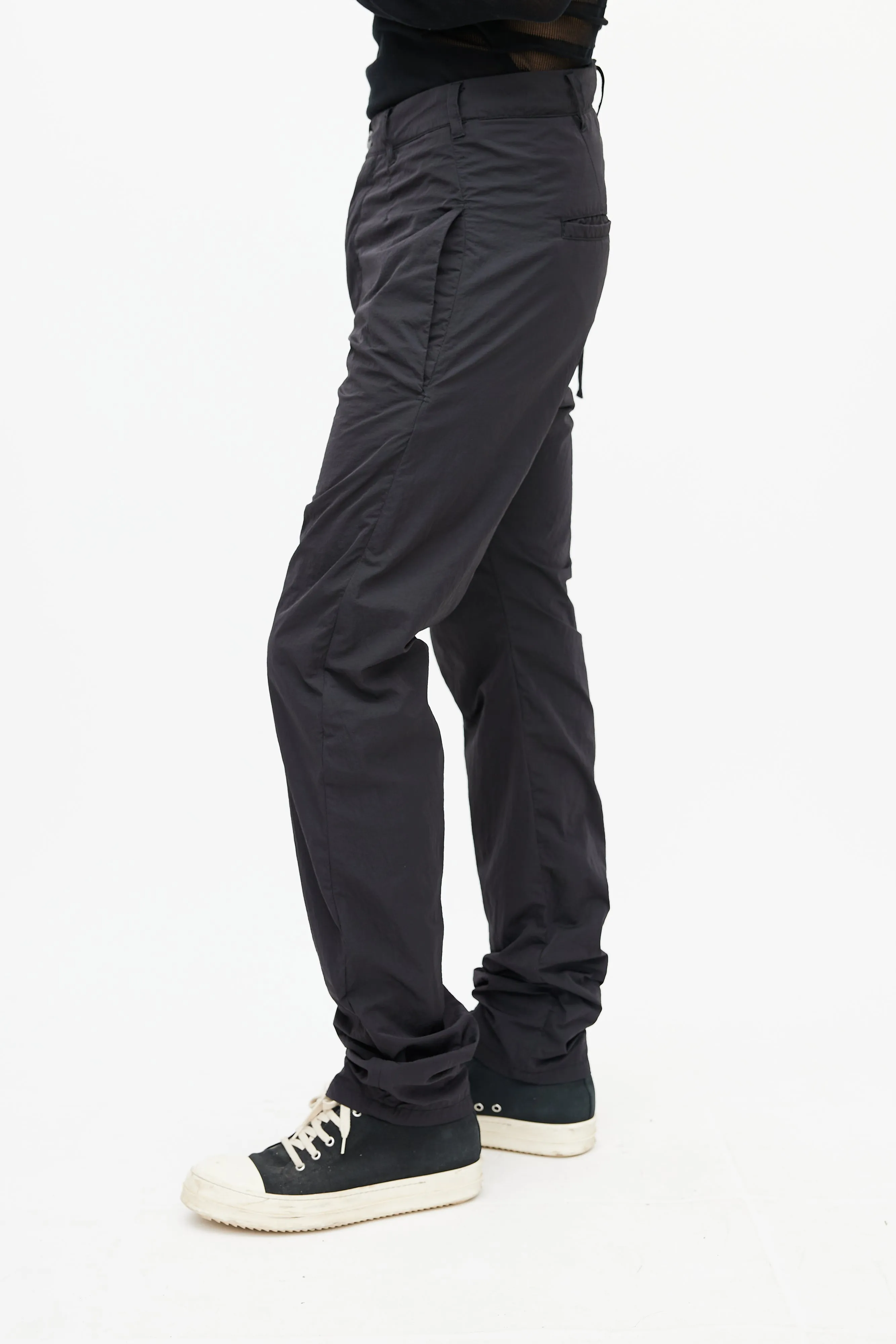Black Nylon Tapered Trouser