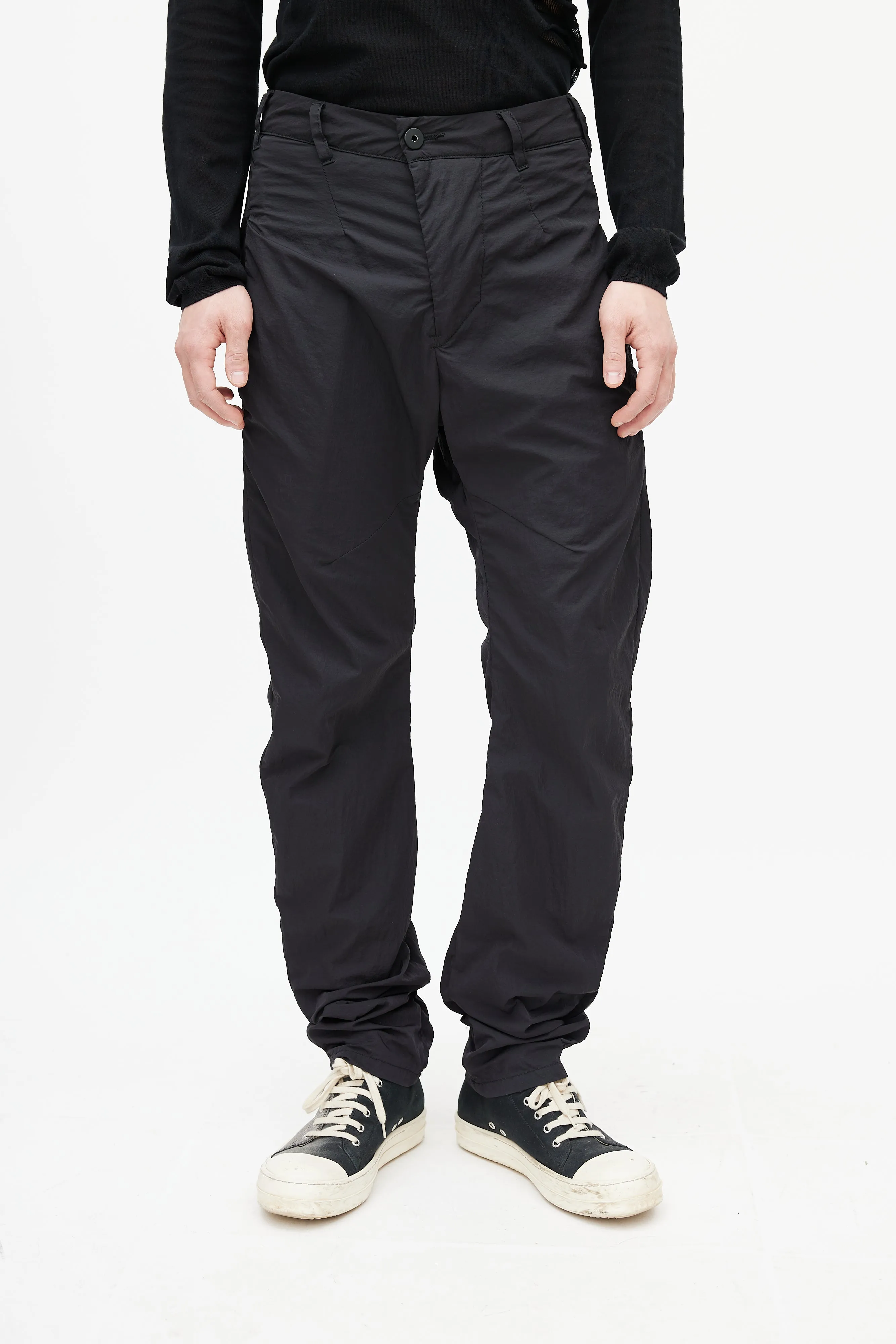 Black Nylon Tapered Trouser