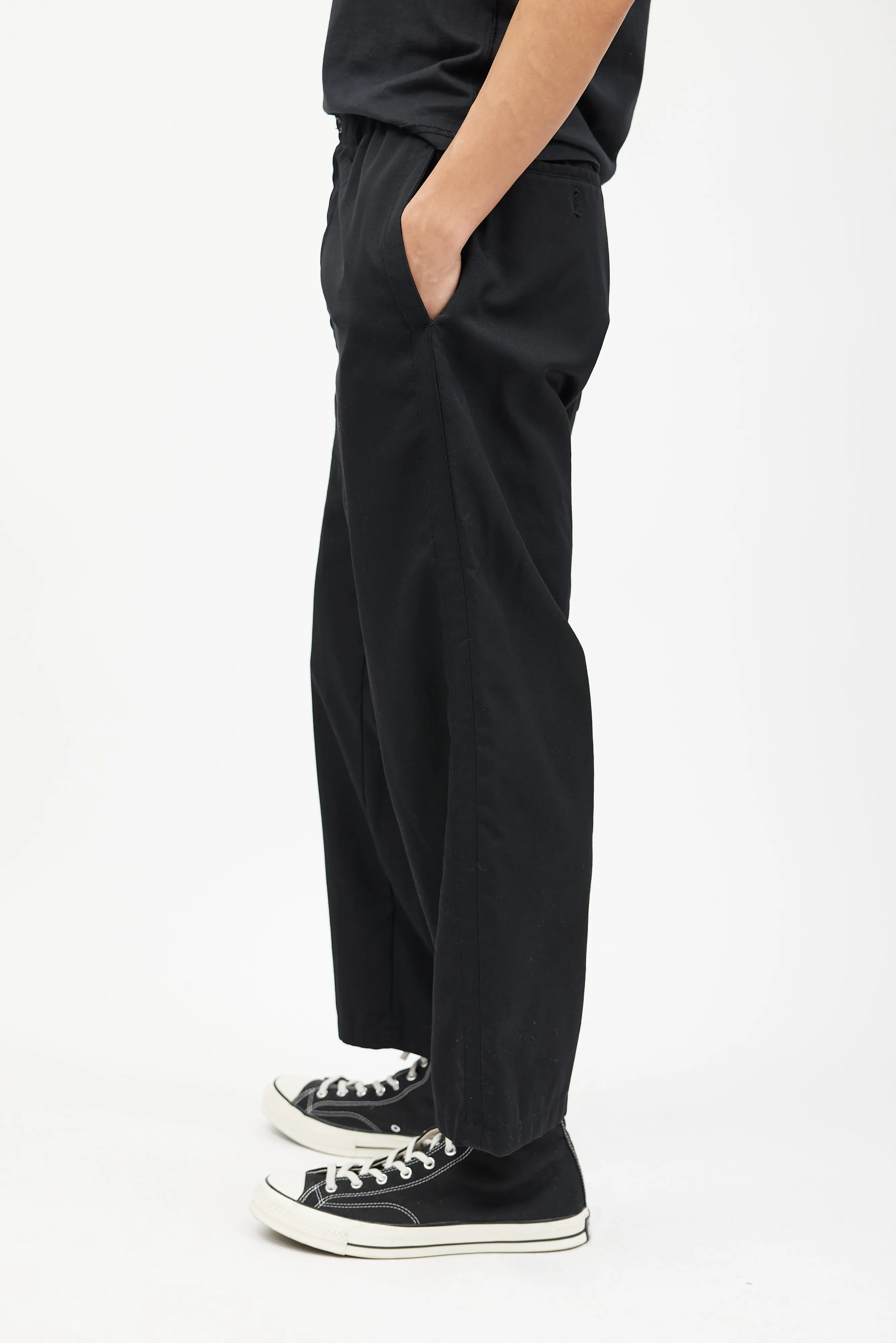Black Wool Elasticized Trouser