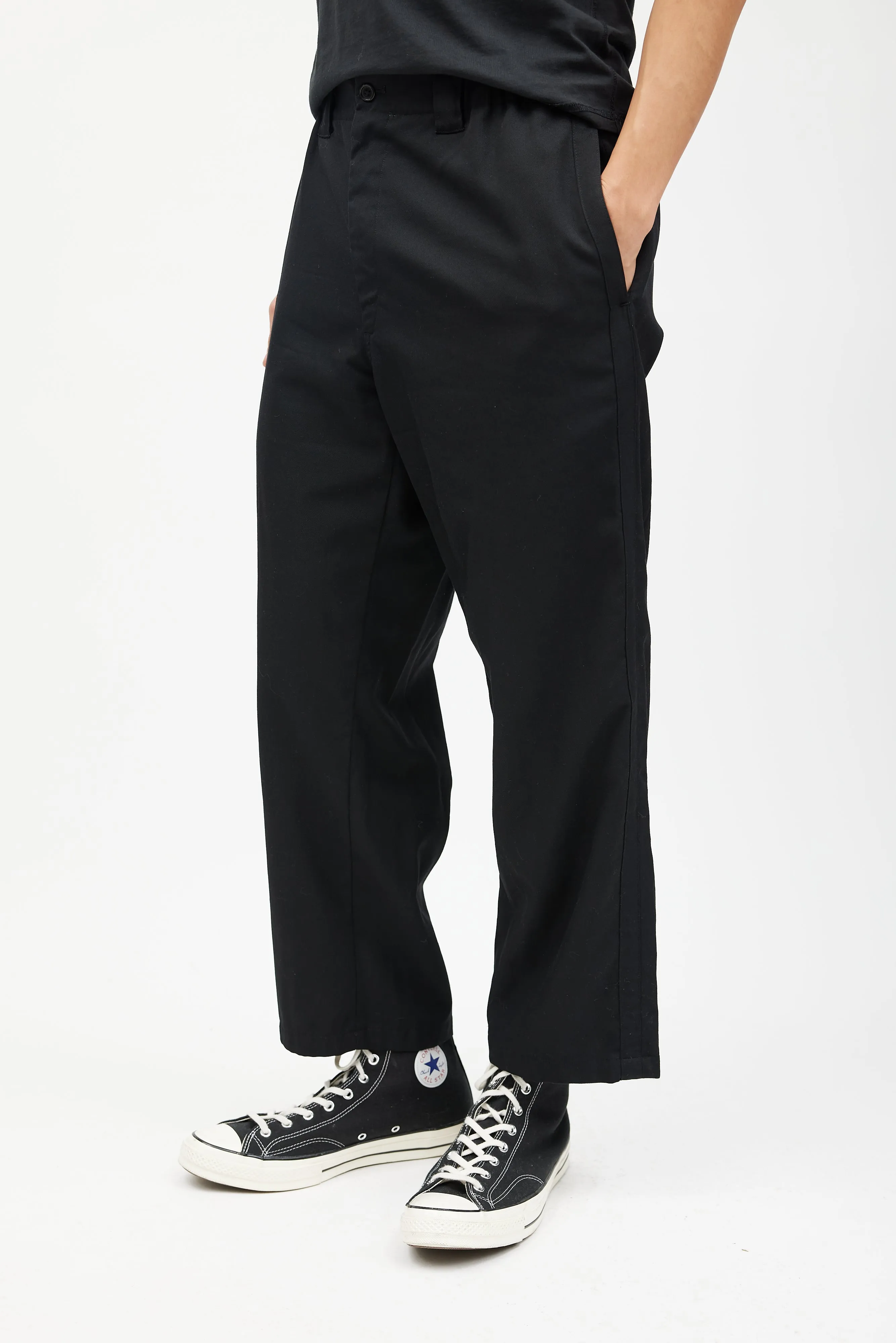 Black Wool Elasticized Trouser