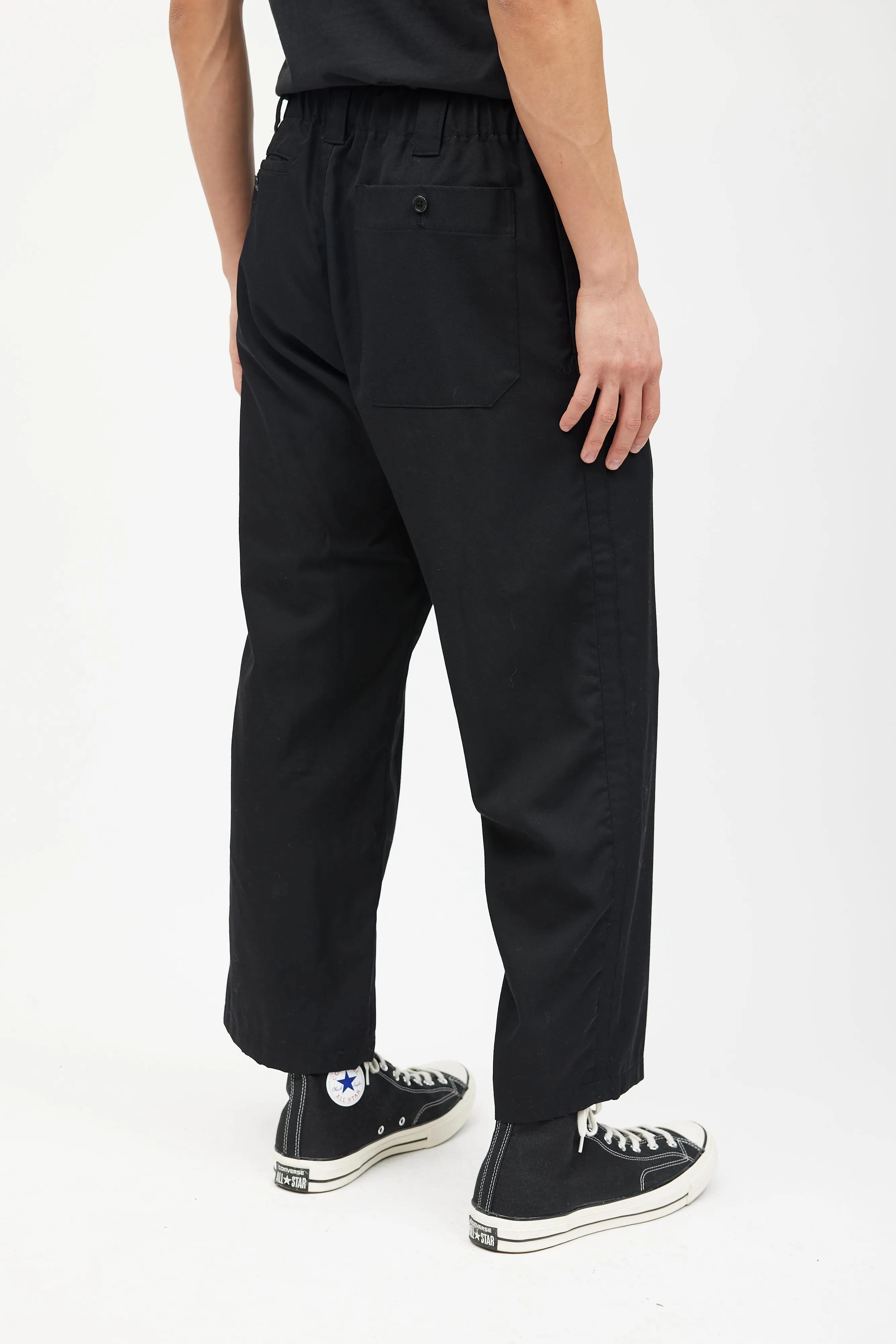 Black Wool Elasticized Trouser
