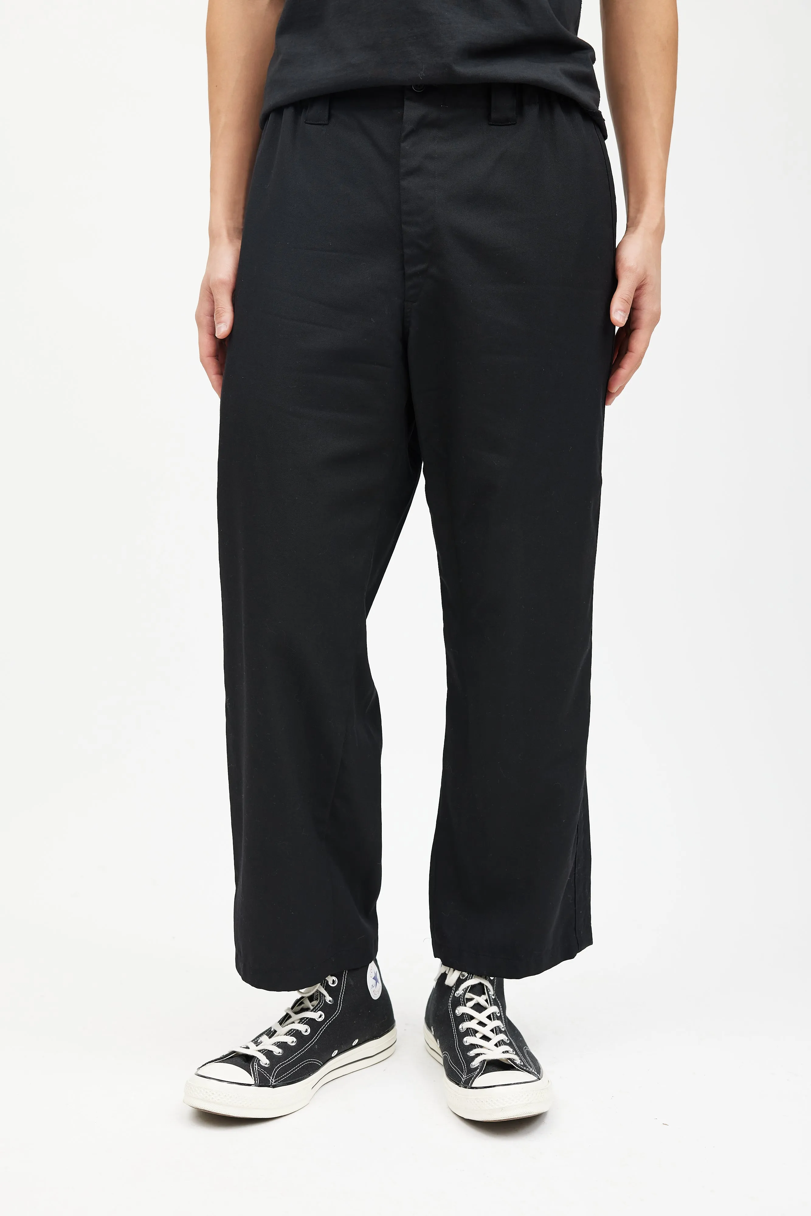 Black Wool Elasticized Trouser