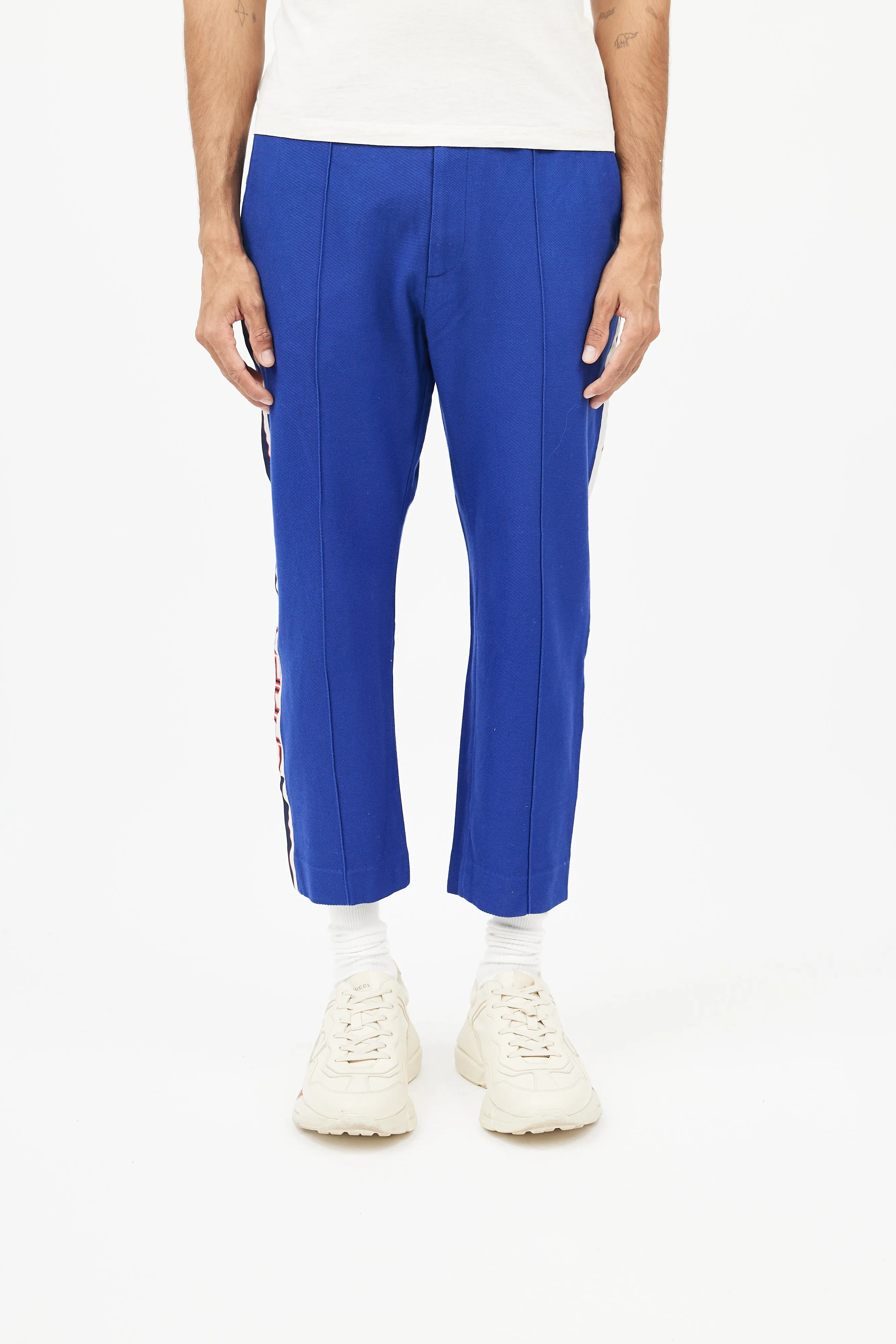 Blue & Cream Logo Cropped Trouser