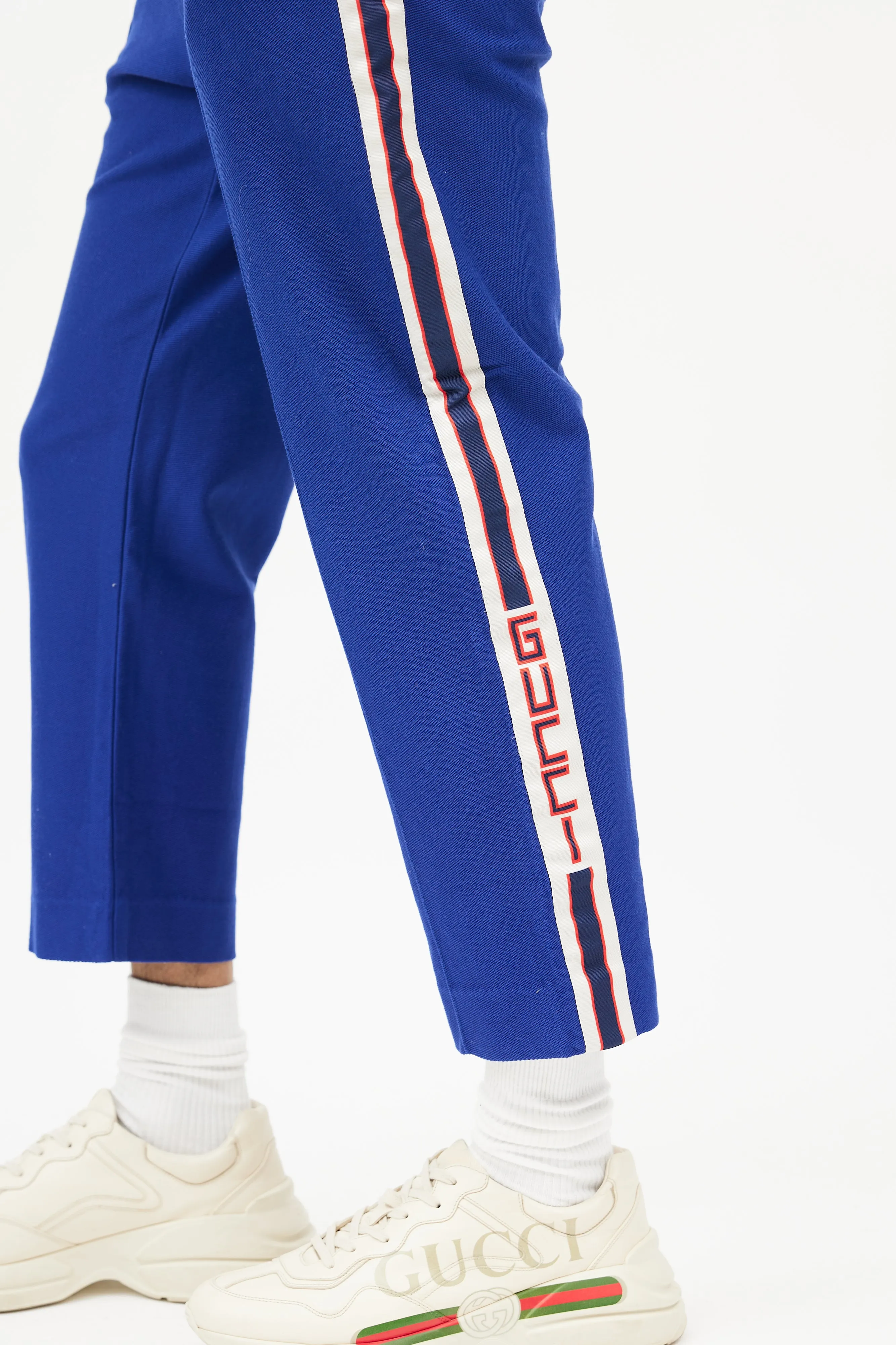 Blue & Cream Logo Cropped Trouser
