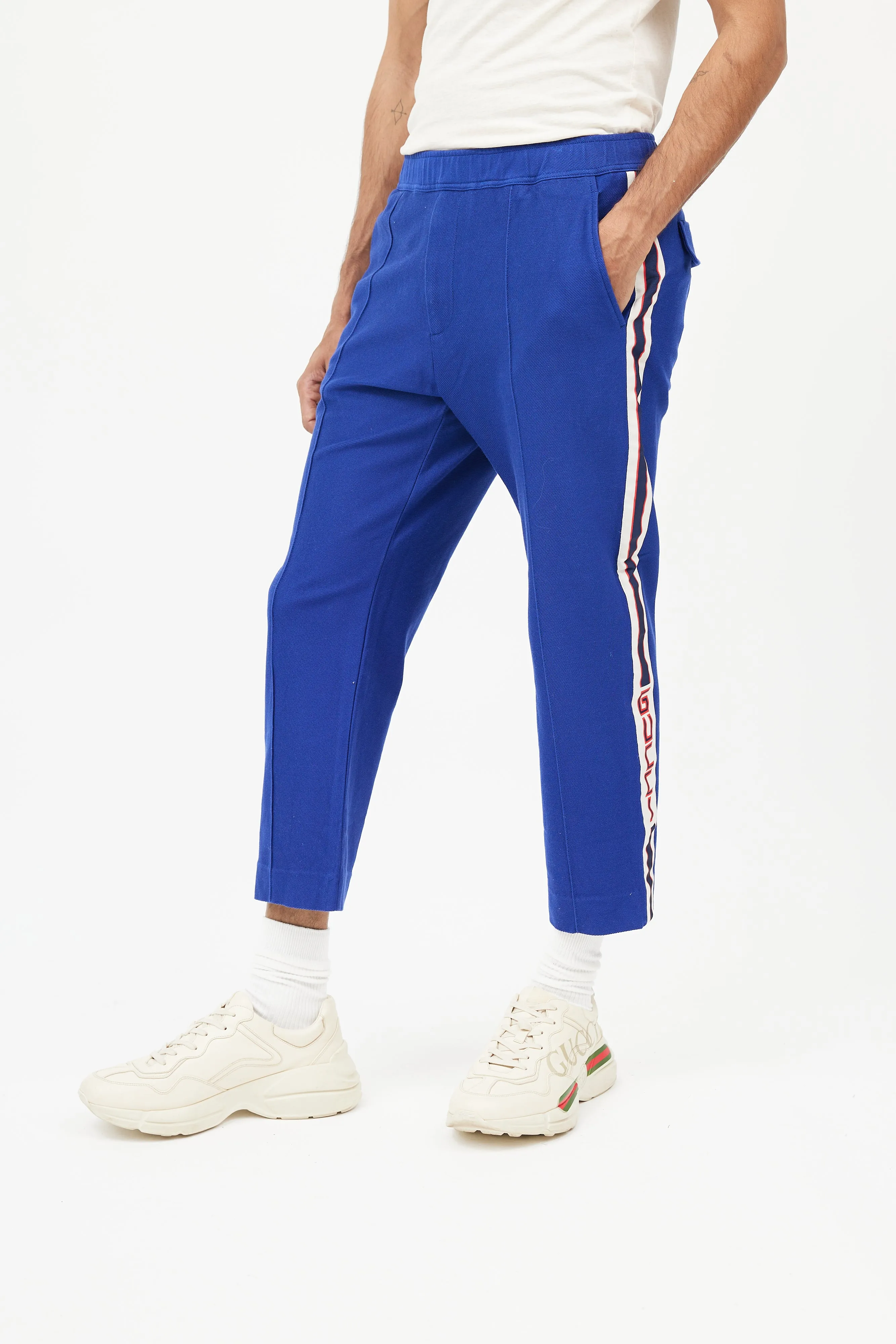 Blue & Cream Logo Cropped Trouser