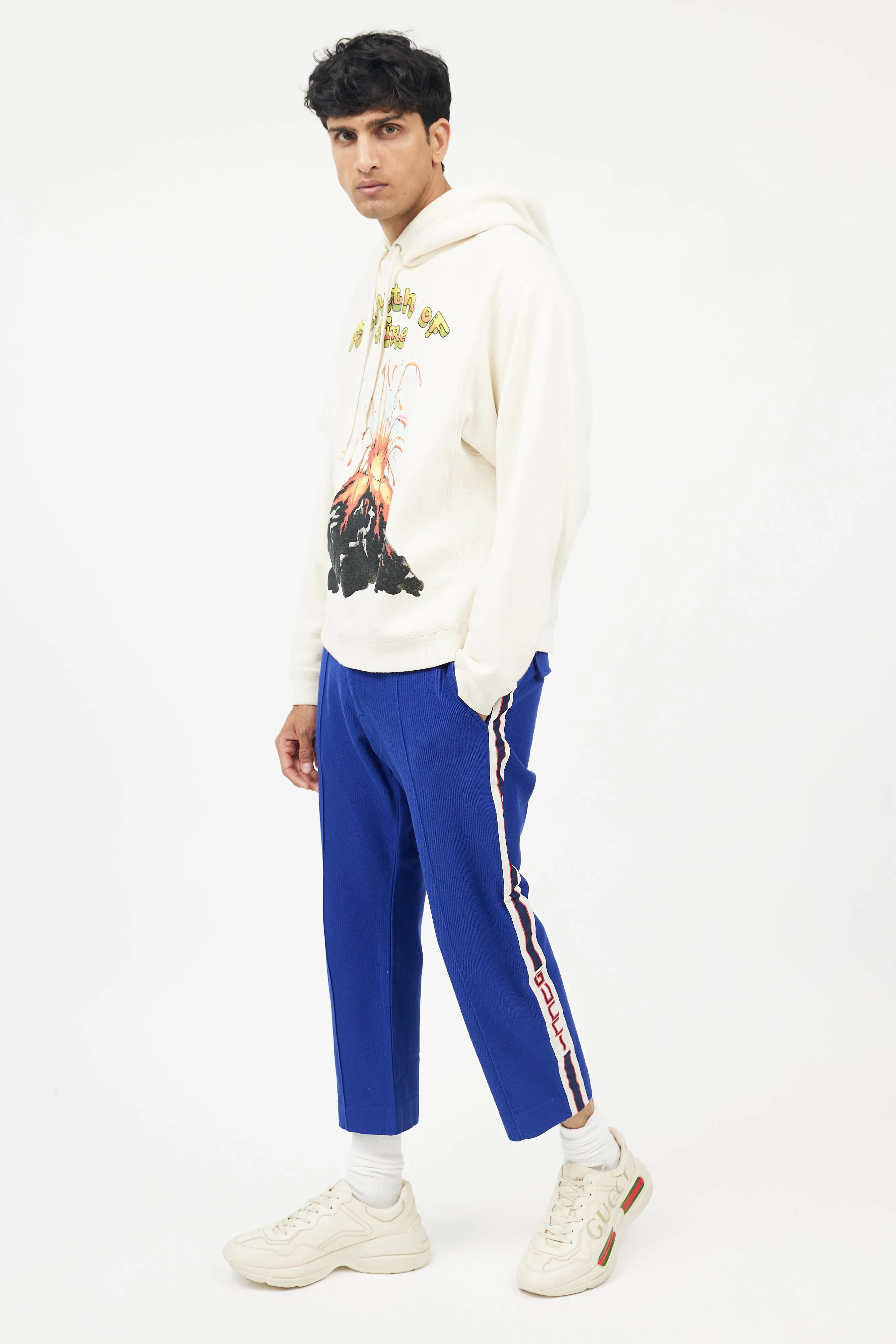 Blue & Cream Logo Cropped Trouser
