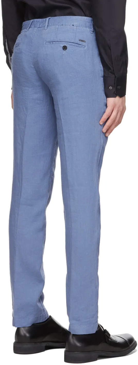 Boss Blue Linen Crigan 3-D Trousers