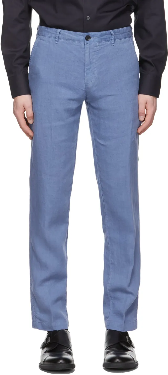 Boss Blue Linen Crigan 3-D Trousers