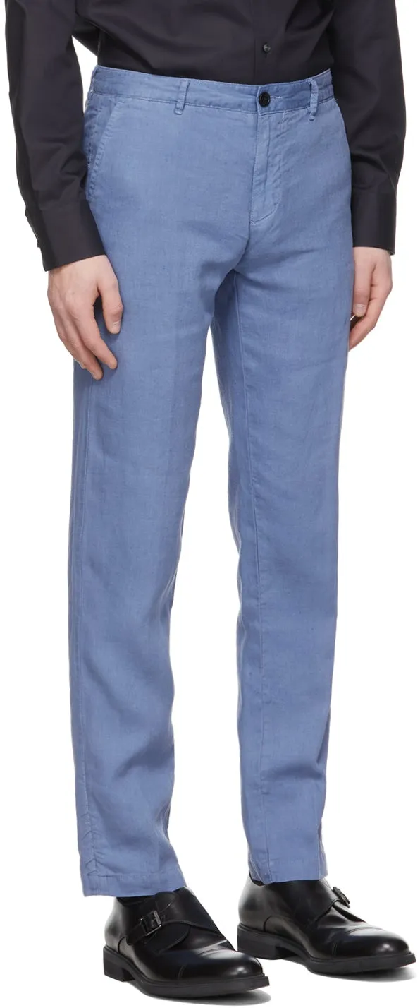 Boss Blue Linen Crigan 3-D Trousers