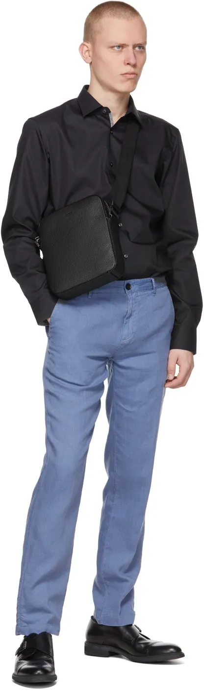 Boss Blue Linen Crigan 3-D Trousers