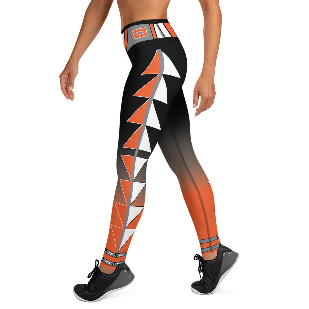 Centered Black and Orange Fade Yoga Leggings