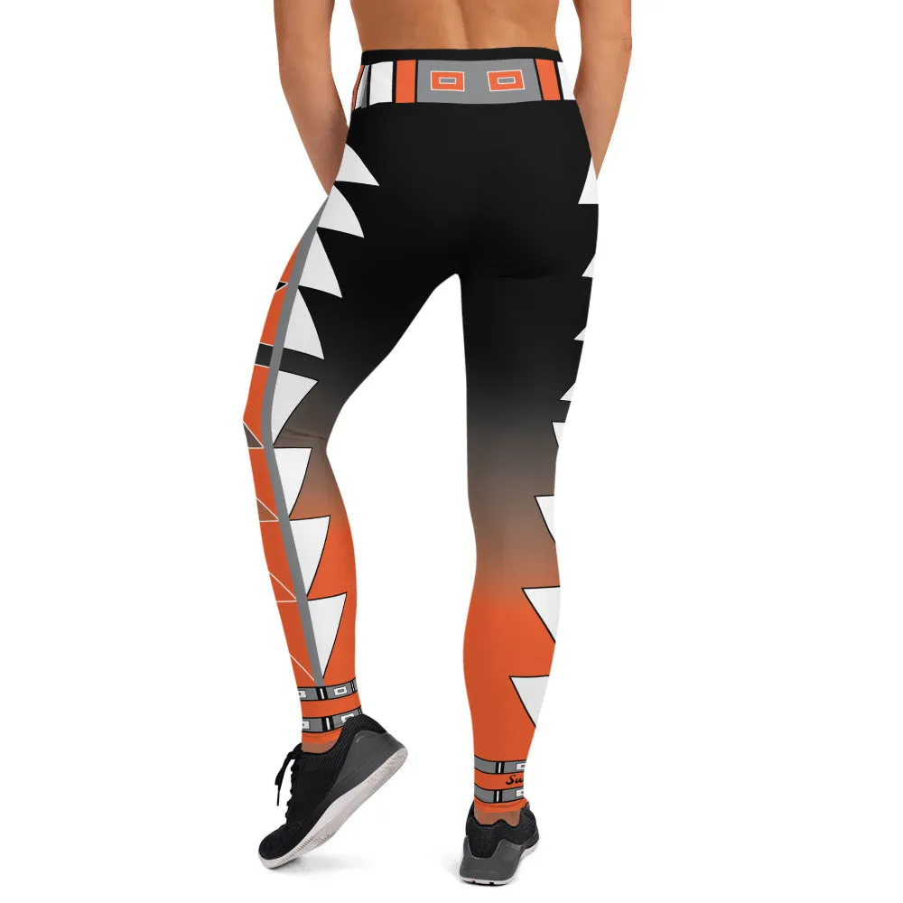 Centered Black and Orange Fade Yoga Leggings