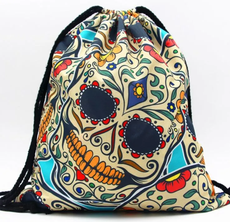 G117 Sugar Skull Drawstring Bag