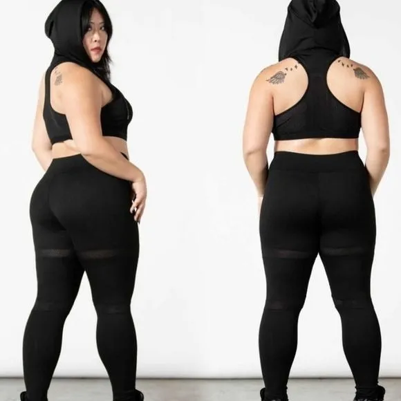 Hellbound Leggings | Black on Black Mesh Inserts Super Strong & Soft