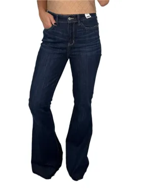 Judy Blue High Rise Raw Hem Dark Wash Flare Jean (Tall)