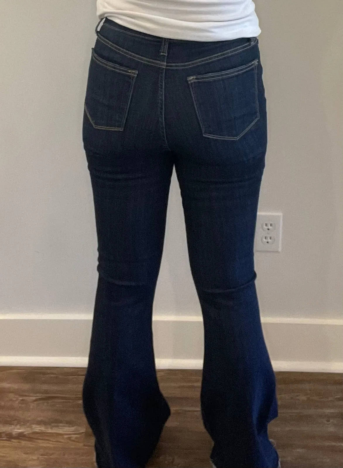 Judy Blue High Rise Raw Hem Dark Wash Flare Jean (Tall)