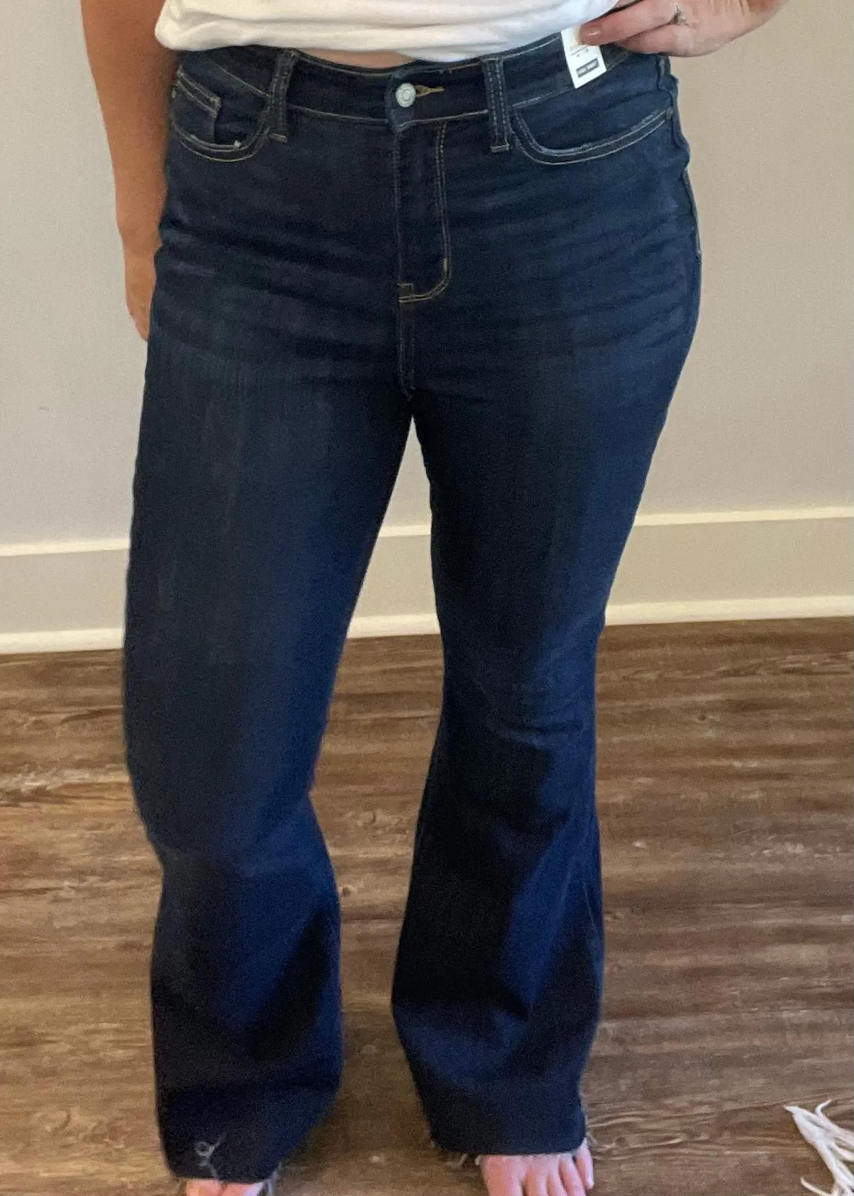 Judy Blue High Rise Raw Hem Dark Wash Flare Jean (Tall)