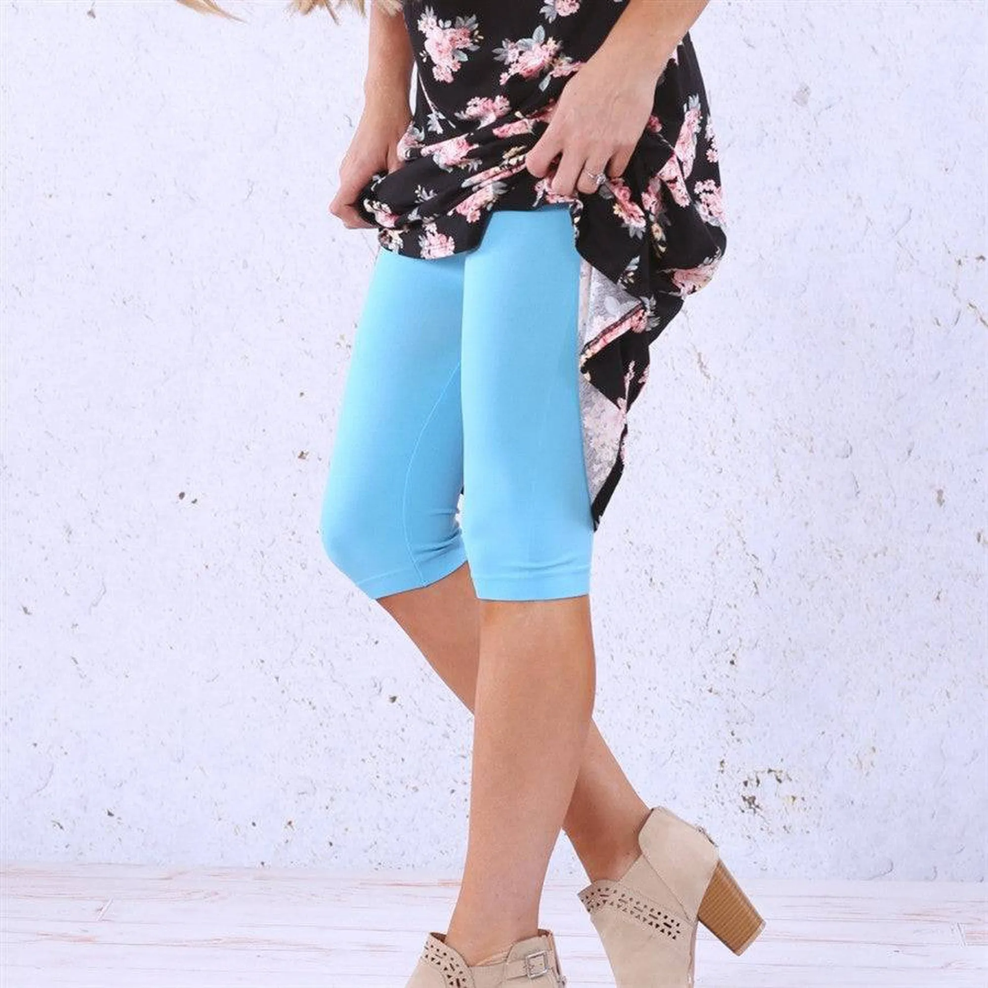 Over Knee Crop Shorts Leggings | Curvy Added ( New Mix - Sofra -Mopa )