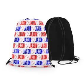 Personalized Baseball Drawstring Bag - Names