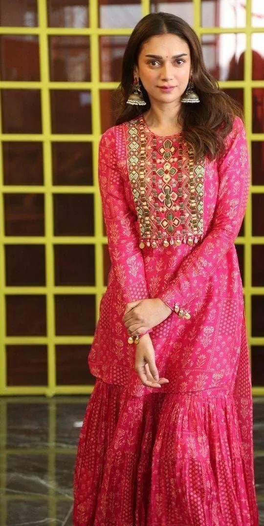 Sharara Set With Knee Length Kurti