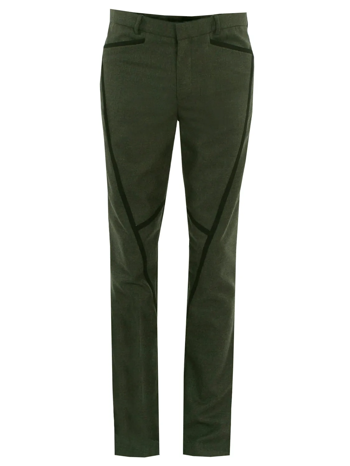 Strip Wool Trousers - Green