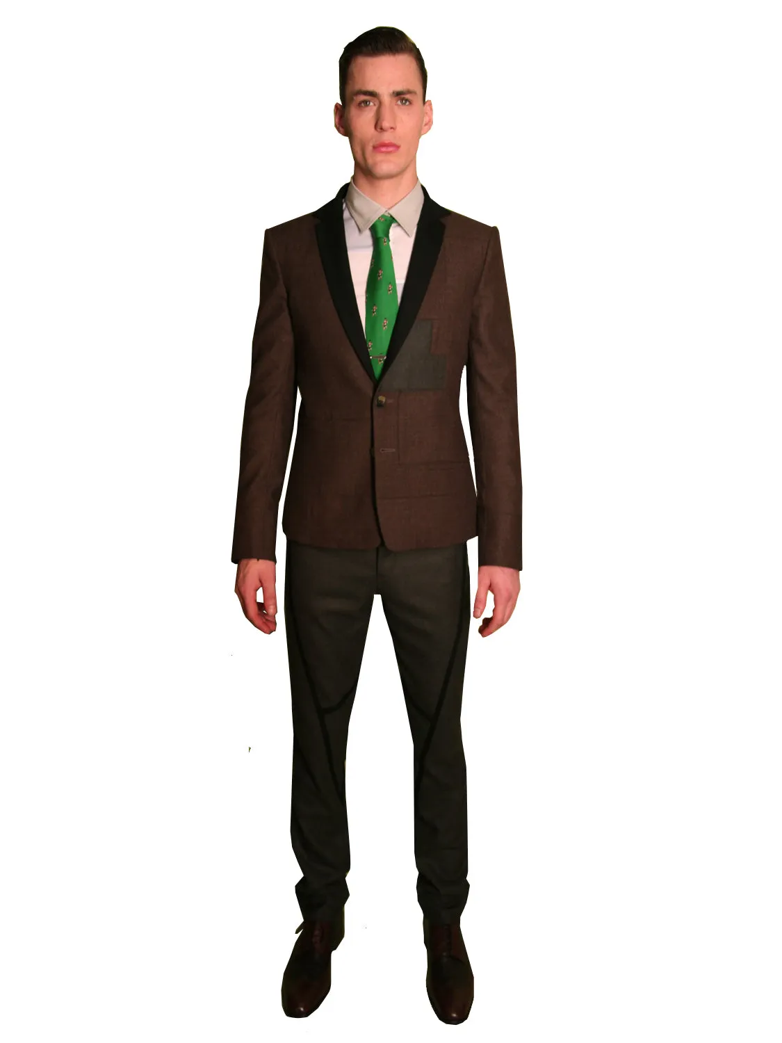 Strip Wool Trousers - Green