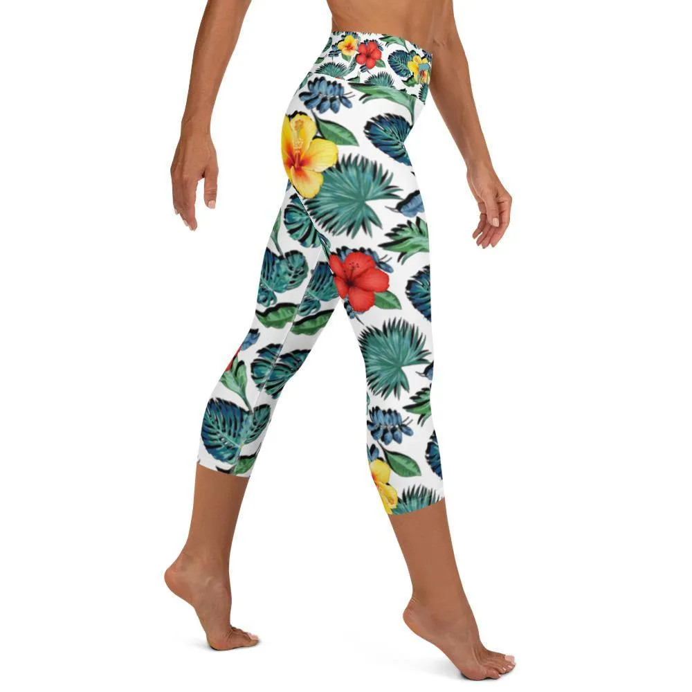 Tropical Hibiscus Capri Leggings