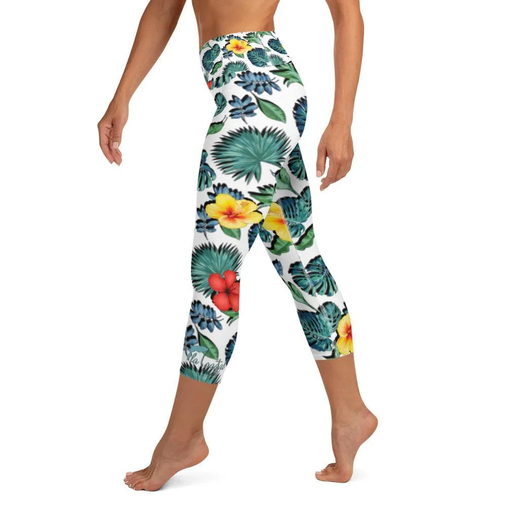 Tropical Hibiscus Capri Leggings