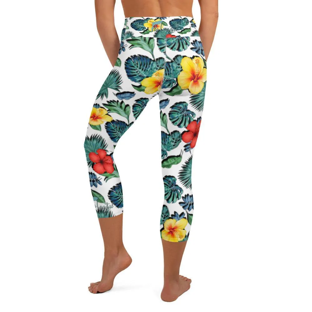 Tropical Hibiscus Capri Leggings