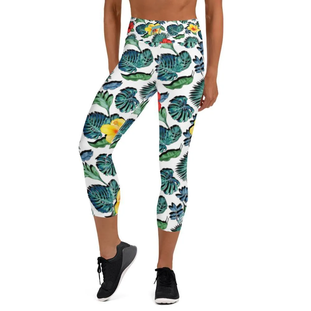 Tropical Hibiscus Capri Leggings