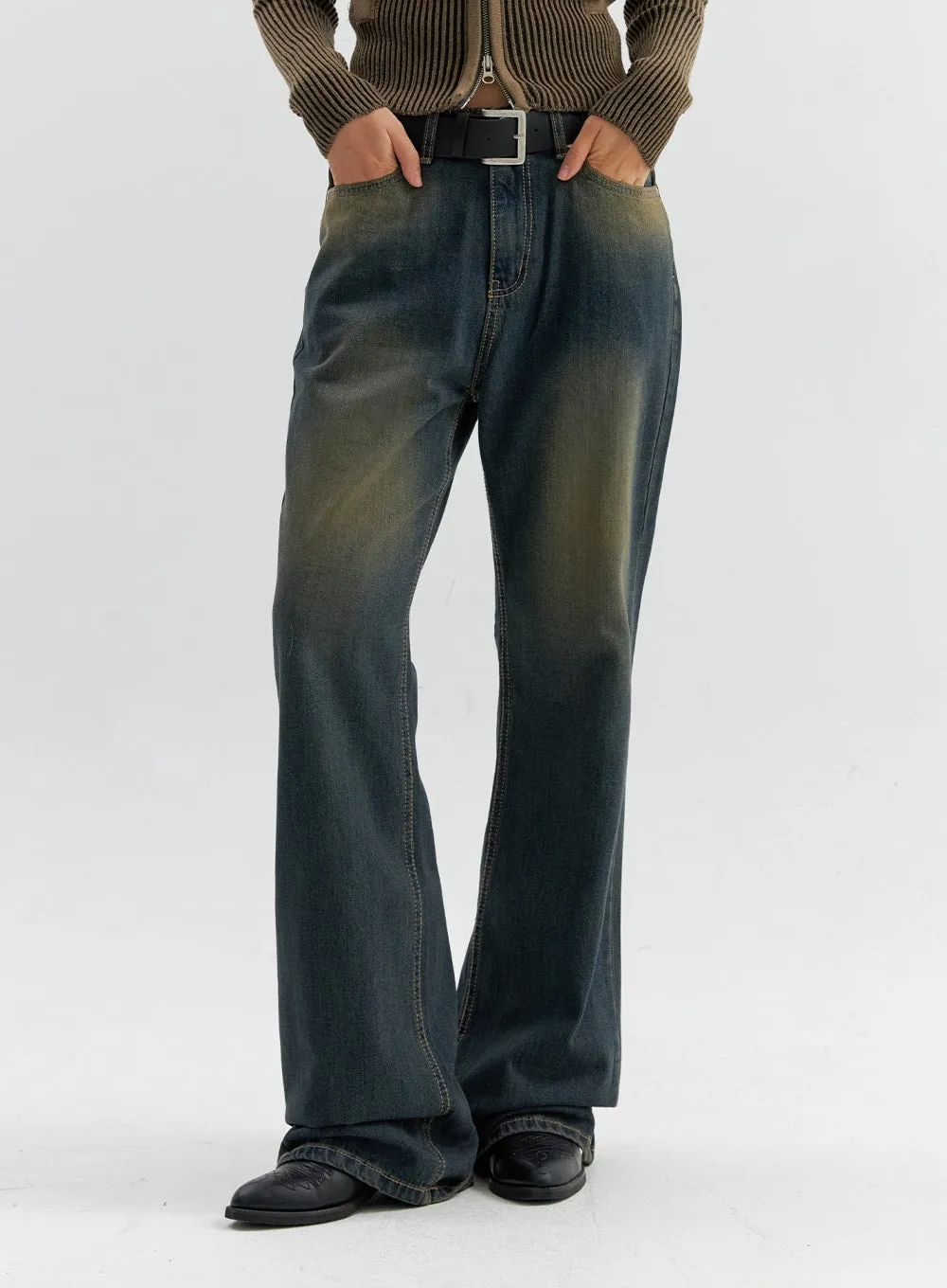 Vintage Wash Flare Jeans CO306